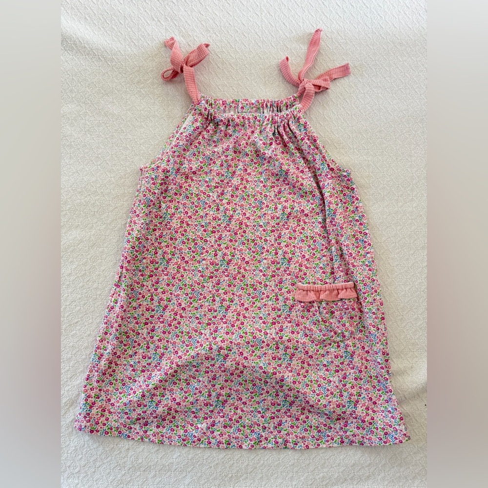 Eyelet & Ivy Cotton Dainty Pink Floral Adjustable Tie Strap Dress with Pocket